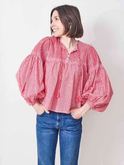 Vivienne Top, Red Gingham