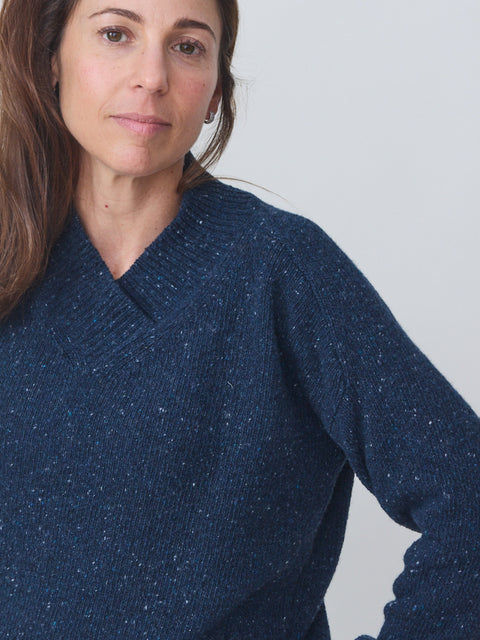 V-Neck Donegal, blue