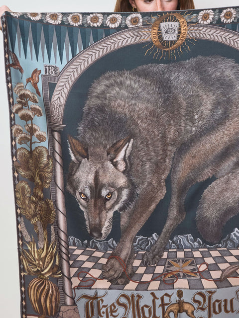 Wolf You Feed, 90cm silk, gunmetal