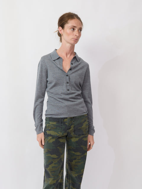 Polo Neck Sweater, Heather Grey