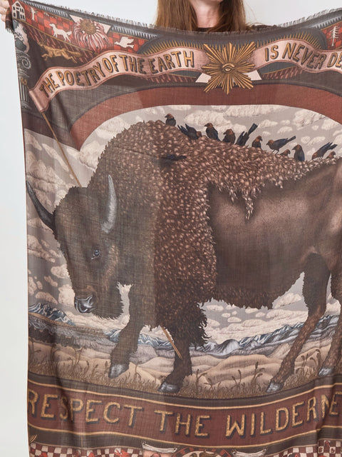 Secrets of the Bison, 135cm wool/silk, saguine