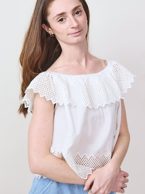 Westport Eyelet Top, White