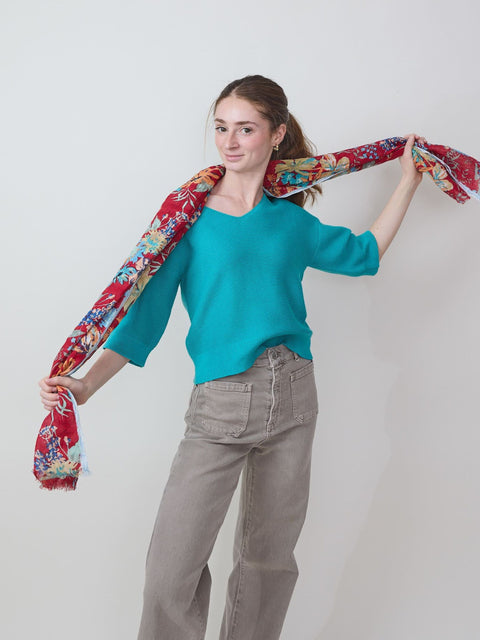 Classic Flowers Stole, Rouge