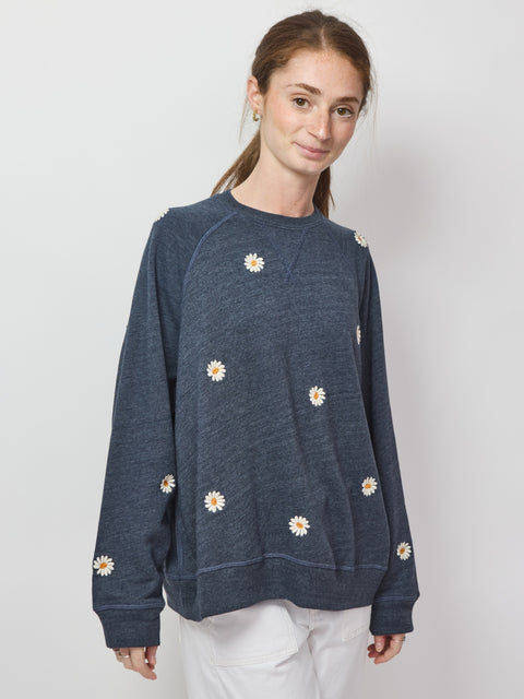 Slouch Sweatshirt, Blue Daisy
