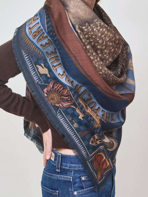 Secrets of the Bison, 135cm wool/silk, chambray