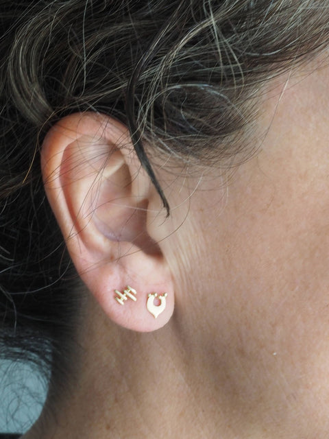 Bird Studs, 14K