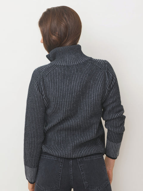 Plaited Rib Zip Mock, Flannel