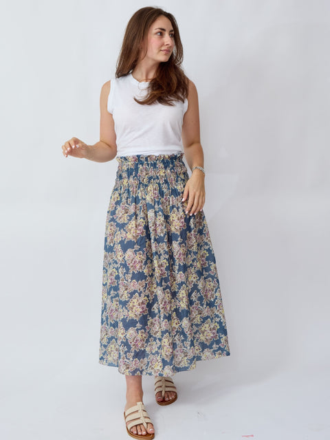 Canary Skirt, Indigo Floral