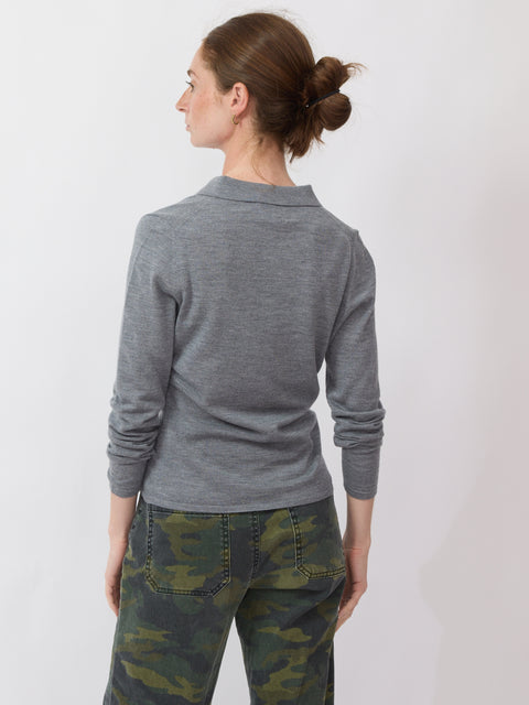 Polo Neck Sweater, Heather Grey