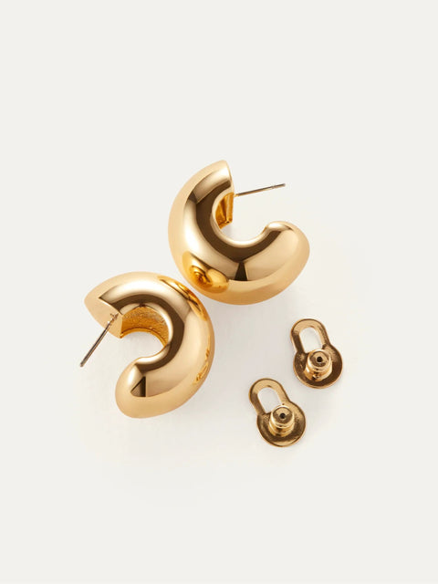Gemma Hoops, high polish gold