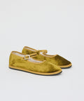 Olive green velvet Mary Jane flats with rounded toe and slim buckle strap.