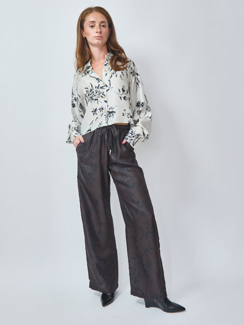 Camicia Flower Cropped, perla
