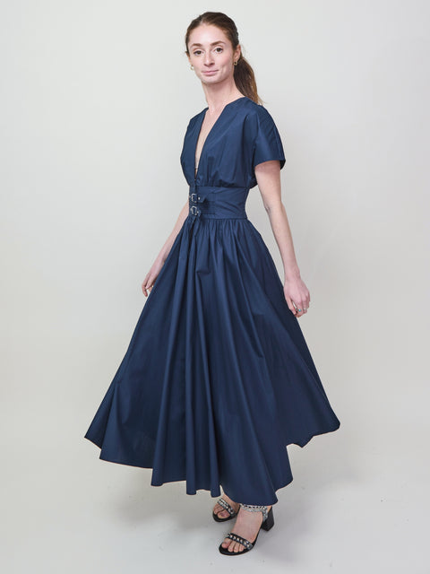 Buckle Waist Dress, navy