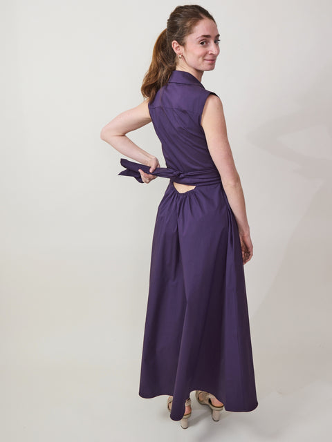 Cinch Waist Sleeveless Dress, purple