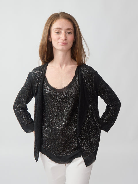Sequin Cardigan, Black
