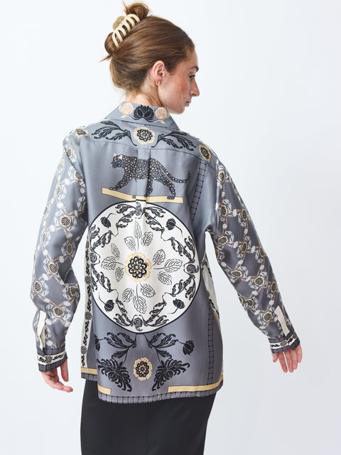 Roses & Cat Silk Blouse