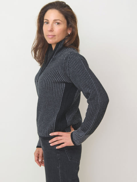 Plaited Rib Zip Mock, Flannel