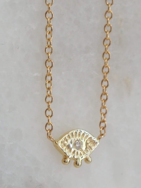 Tiny eye necklace, 14k gold