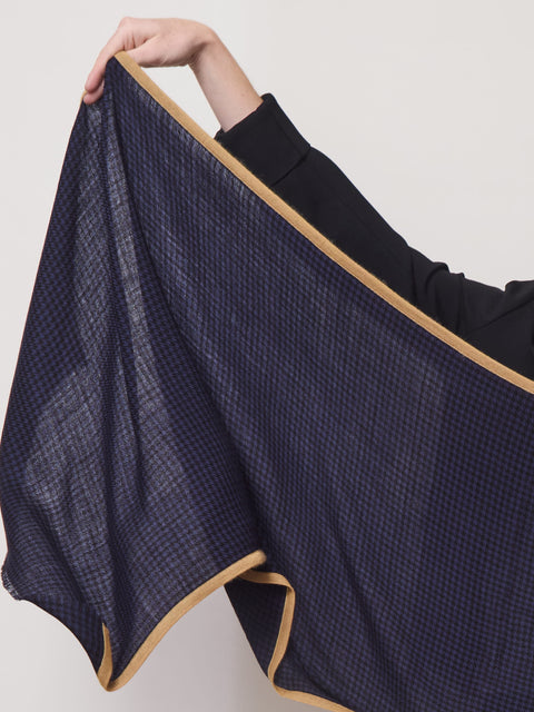 Houndstooth Selvedge Scarf, navy/camel