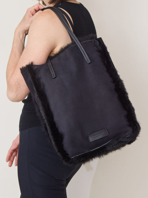 Churra Tote, Black Suede