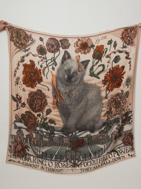 Ring a Ring O'Roses, 135cm silk wool, marshmallow/rhubarb