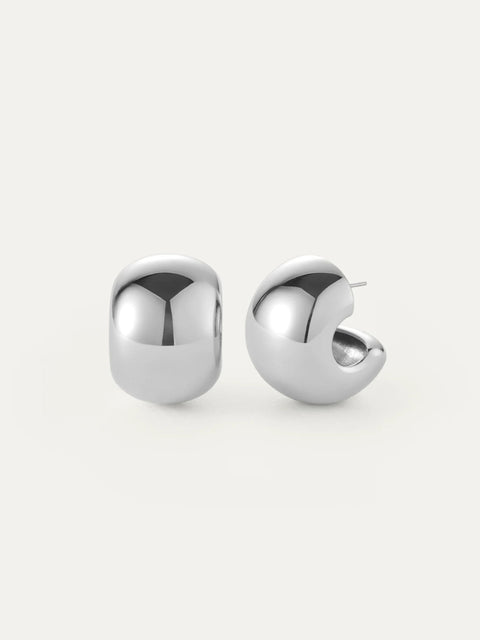 Gemma Hoops, high polish silver