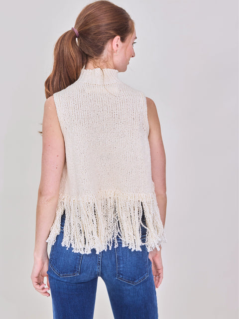 Sonia Fringe Top, White Snow
