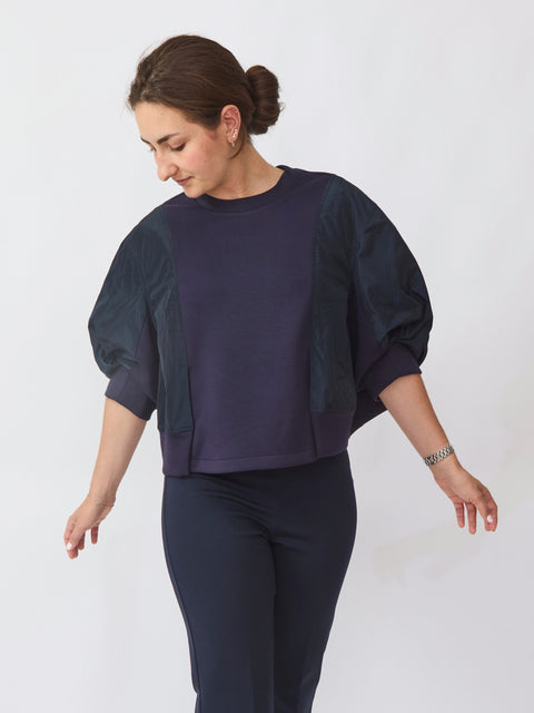 Mixed Media Sweatshirt, Paris Blue