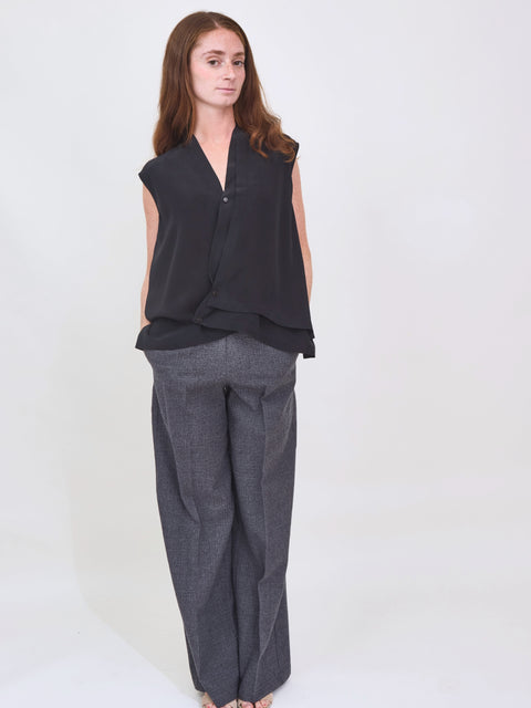 Asymmetric Silk Top, black