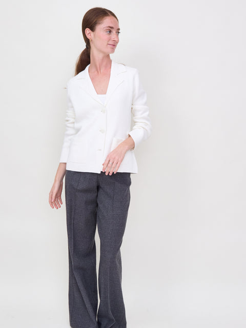 Notch Collar Cardigan, Creme