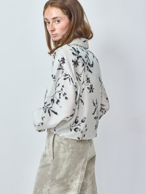 Camicia Flower Cropped, perla