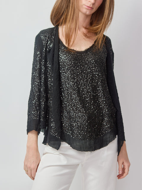 Sequin Cardigan, Black