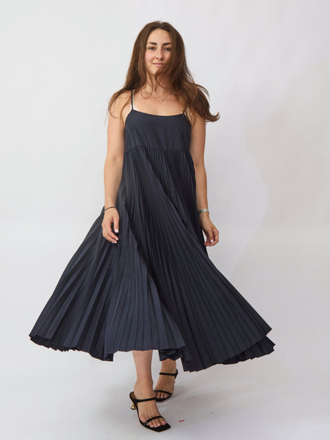 Pleated Two-Piece Dress, Paris Blue