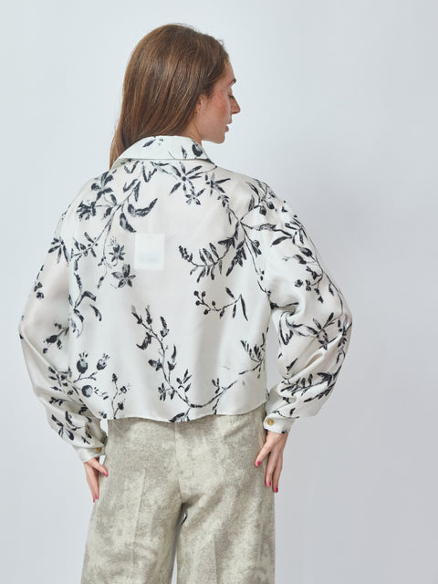 Camicia Flower Cropped, perla