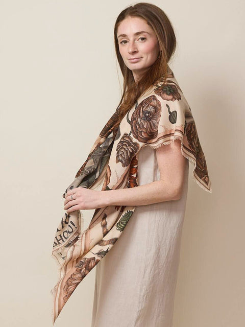 Ring a Ring O'Roses, 135cm silk wool, marshmallow/rhubarb