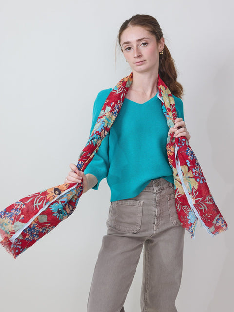 Classic Flowers Stole, Rouge