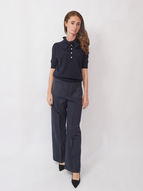 Bow & Pearl Sweater, Deep Night