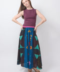Efe Cotton Skirt, black & blue