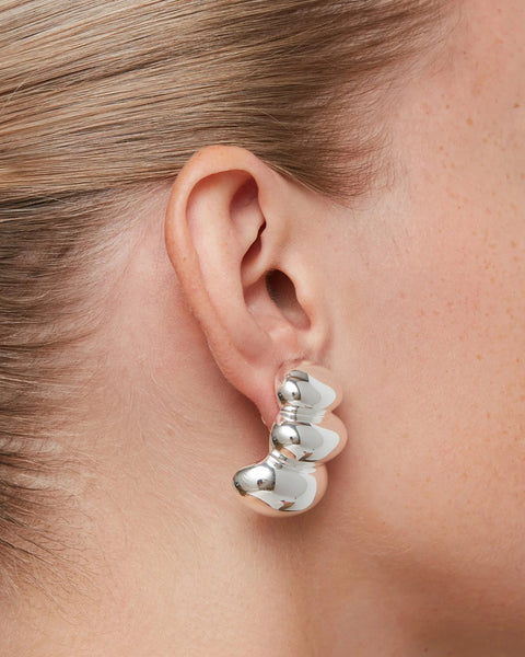 Non-Stop Earrings, high polish silver