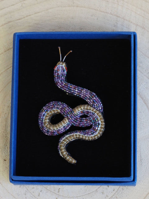 Amethyst Snake Brooch