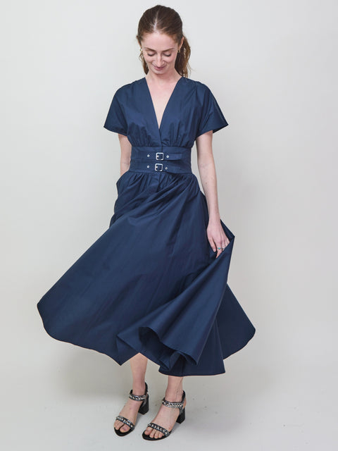 Buckle Waist Dress, navy