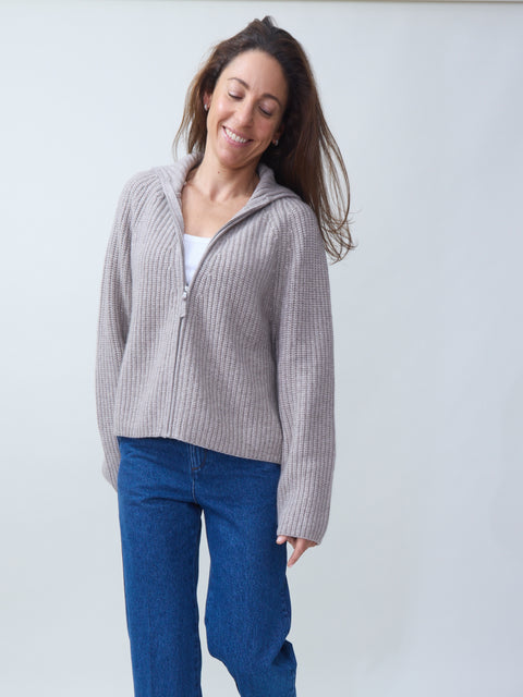 Zip-Front Cardigan, fresh pepper