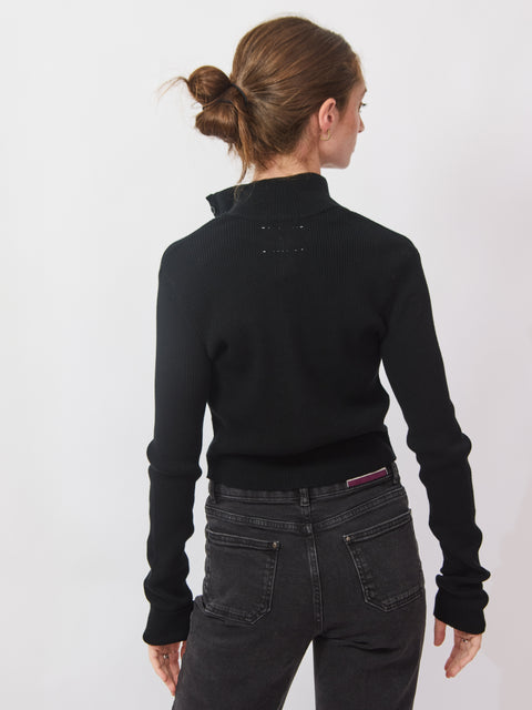 Mock Turtle Cardigan, Nero