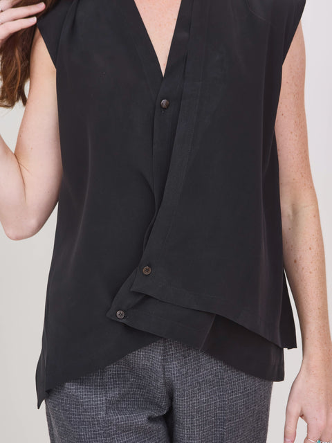 Asymmetric Silk Top, black