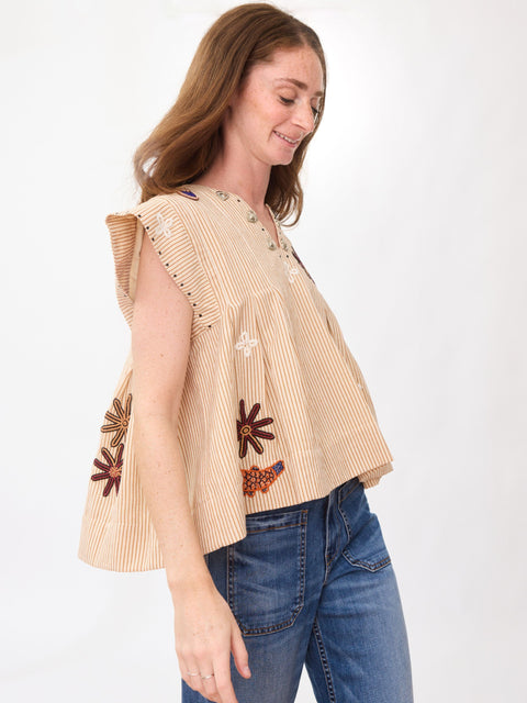 Nadine Coin Top, Cedar