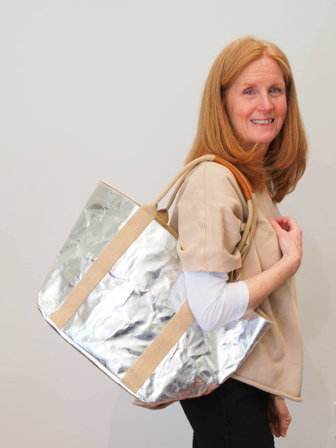 Giulia Small Tote, Silver