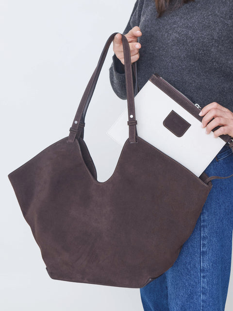 Dahlia, chocolate suede