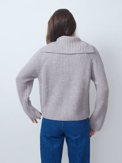 Zip-Front Cardigan, fresh pepper