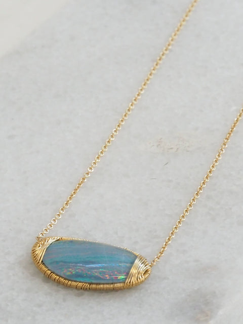 Opal 14k gold necklace