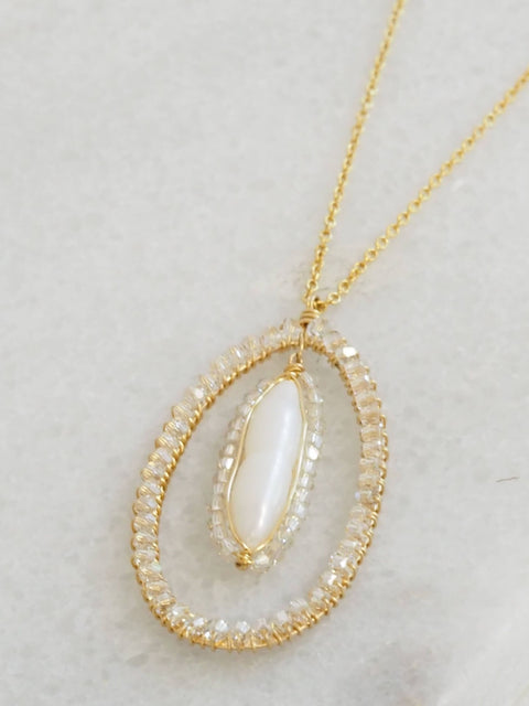 Crystal Pearl Drop Necklace